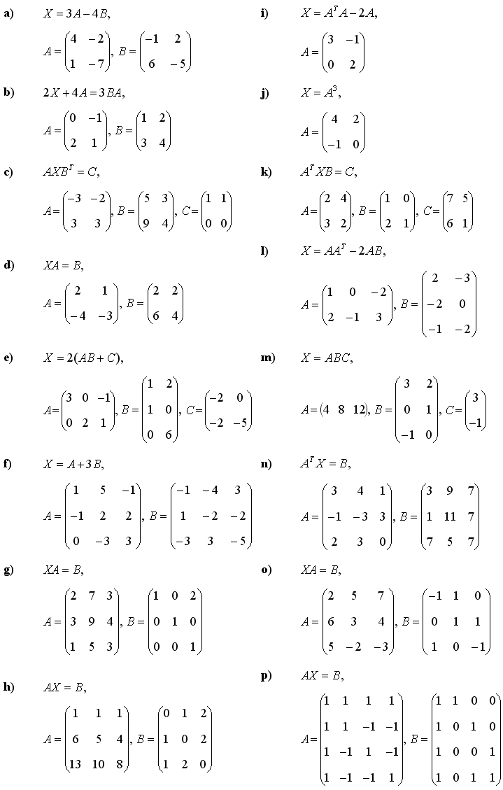 Maticové rovnice - Příklad 1 - Zadání